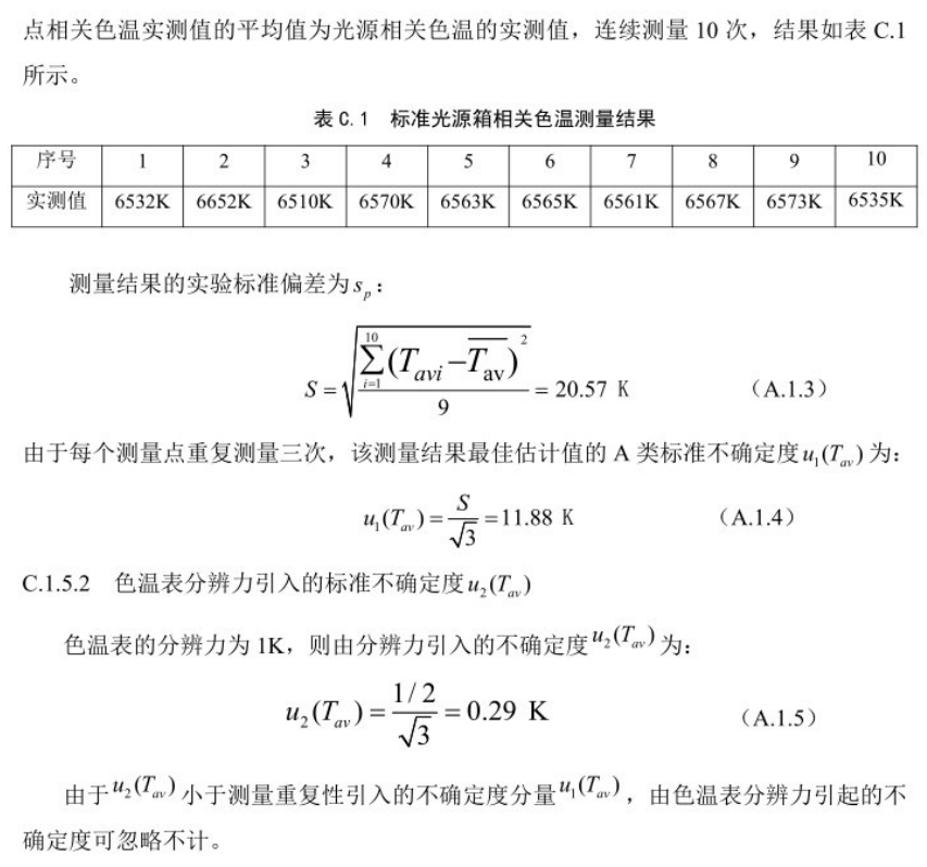 標準光源箱相關(guān)色溫測量不確定度的評定3