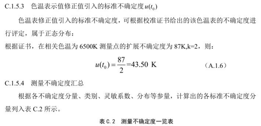 標準光源箱相關(guān)色溫測量不確定度的評定4